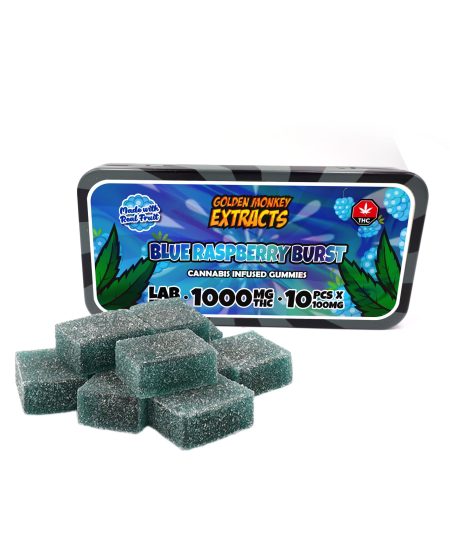 Golden Monkey Extracts – High Dose 1000mg THC Gummy – Blue Raspberry Burst