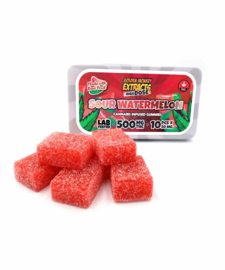 Golden Monkey Extracts – High Dose 500mg THC Gummy – Sour Watermelon