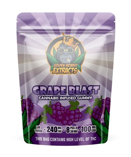 Golden Monkey Extracts – Grape Blast Gummies 240mg THC/CBD