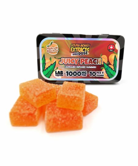 Golden Monkey Extracts – High Dose 1000mg THC Gummy – Juicy Peach