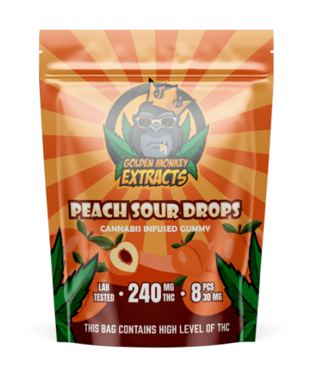 Golden Monkey Extracts – Peach Sour Gummies 240mg THC