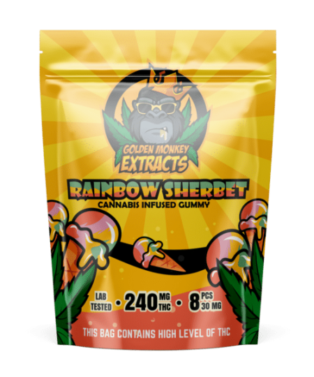 Golden Monkey Extracts – Rainbow Sherbet Gummies 240mg THC