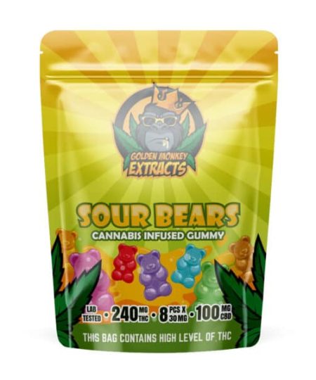 Golden Monkey Extracts – Sour Bears Gummies 240mg THC/CBD