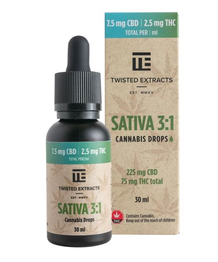 Twisted Extracts - Sativa 3:1 Cannabis Oil Drops (75mg THC + 225mg CBD)