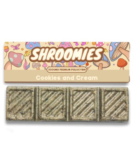 Shroomies – Cookies & Cream Chocolate Bar – 3000mg (4 x 750mg Doses)