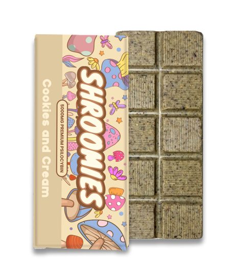 Shroomies – Cookies and Cream Chocolate Bar – 5000mg (10 x 500mg Doses)