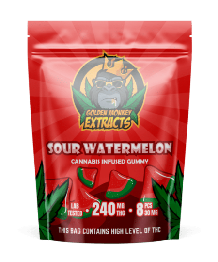 Golden Monkey Extracts – Sour Watermelon Gummies 240mg THC