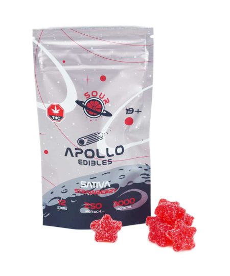 Apollo Edibles – 3000mg THC Shooting Stars Gummies - Sour Strawberry Shooting Stars 3000mg THC (Sativa)