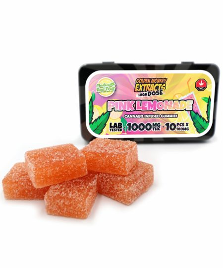 Golden Monkey Extracts – High Dose 1000mg THC Gummy – Pink Lemonade