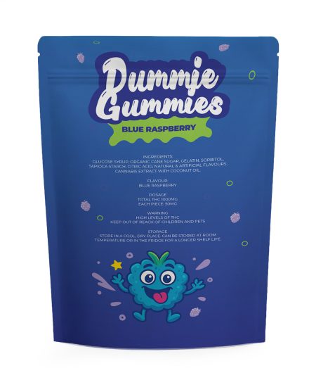 Alternative view of Dummie Gummies – Blue Raspberry 1000mg THC Gummies